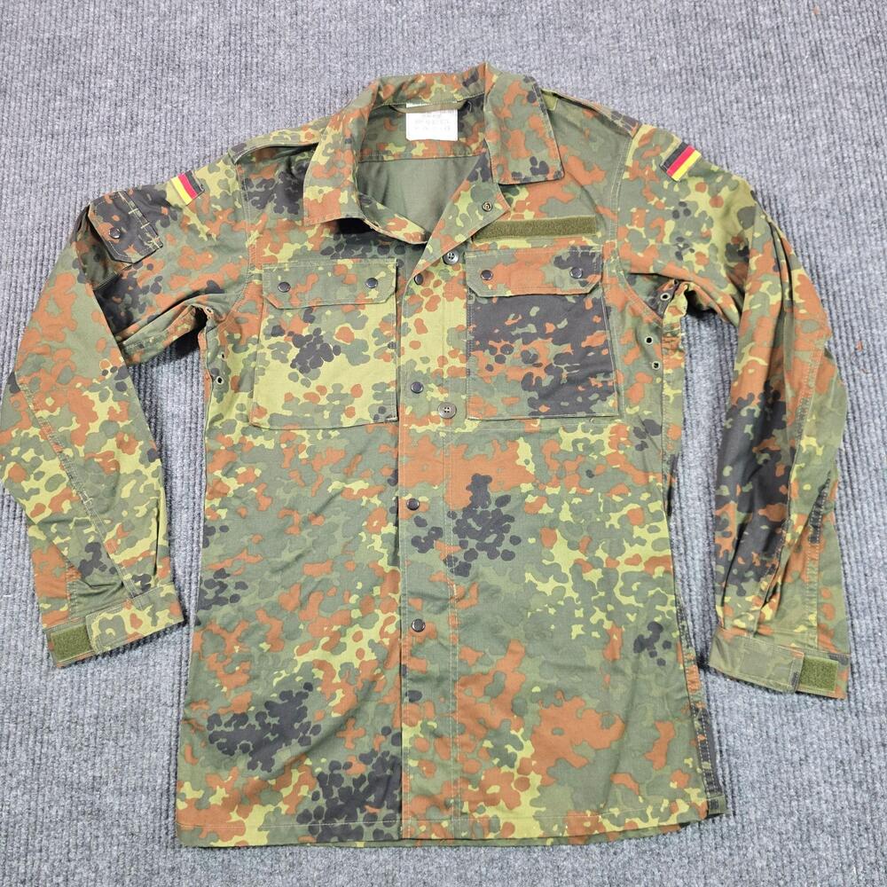Vintage German Flecktarn Field Jacket Mens MT Green Camo Canvas Army Military